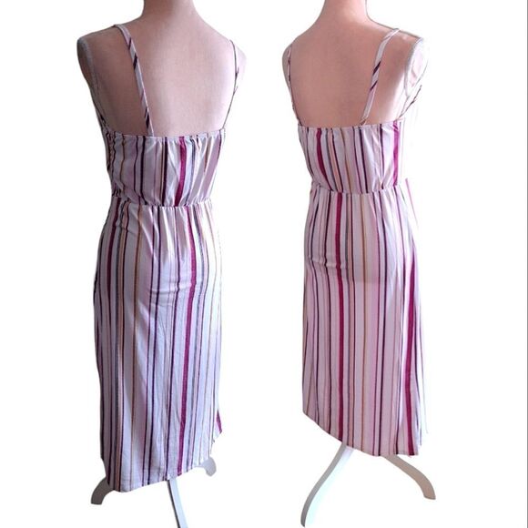 TMG Colorful Striped on White Sleeveless Midi Dress Large NWOT - Picture 8 of 13